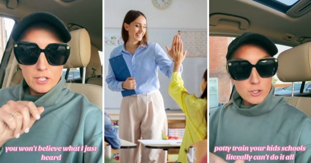 Teacher in car and in classroom