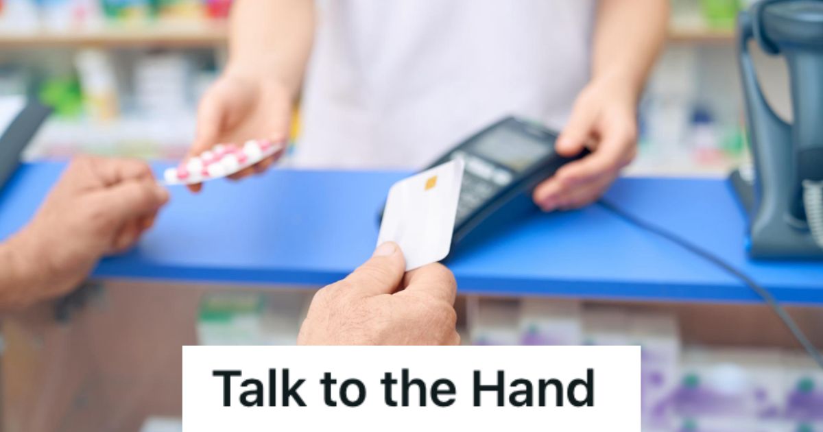 Person buying pills at a pharmacy