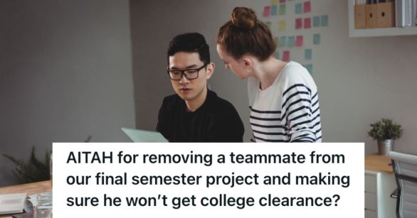 College students working on a group project in school