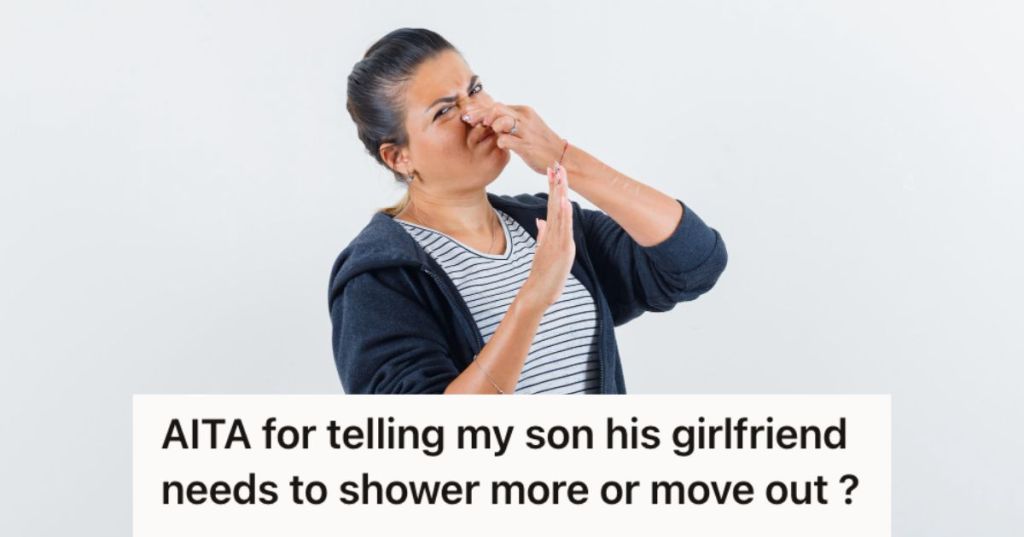 Woman covering her nose because of bad smell