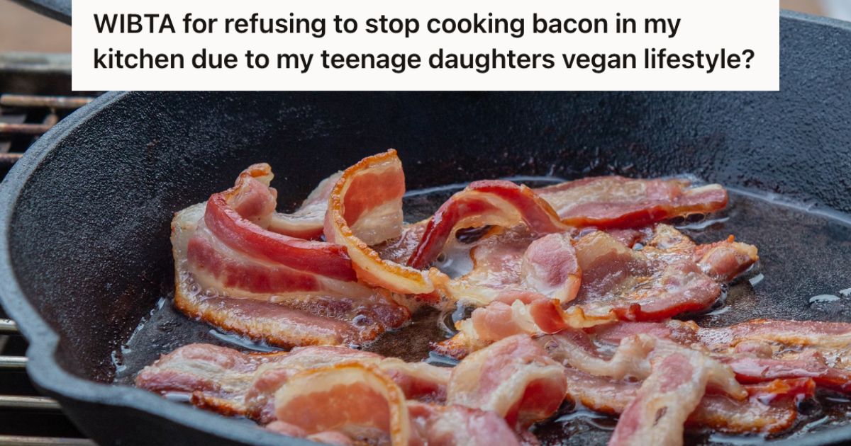 Bacon in a frying pan