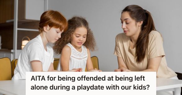 Woman looking after 2 kids