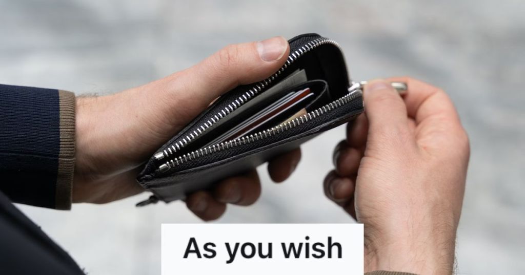 Person opening a wallet