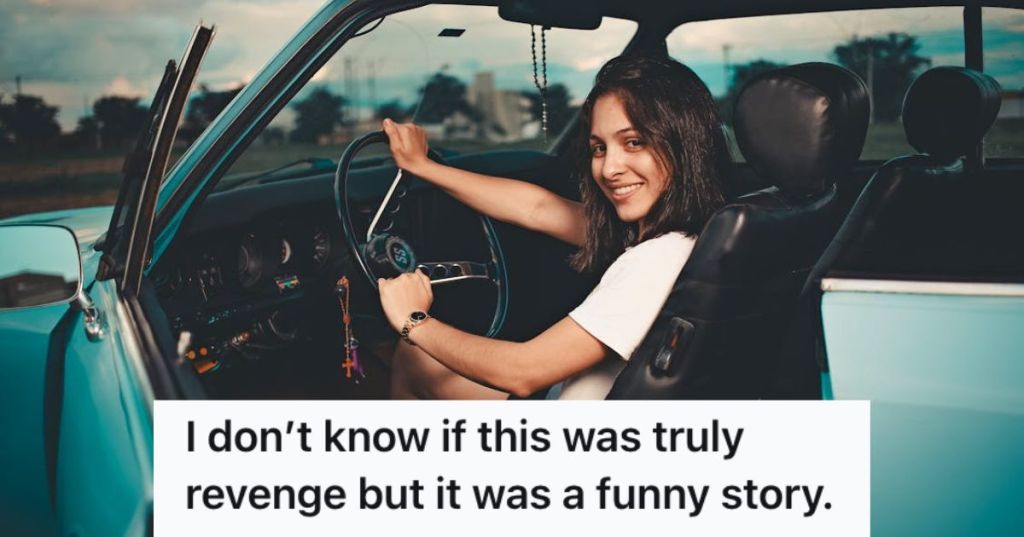Young lady driving a car
