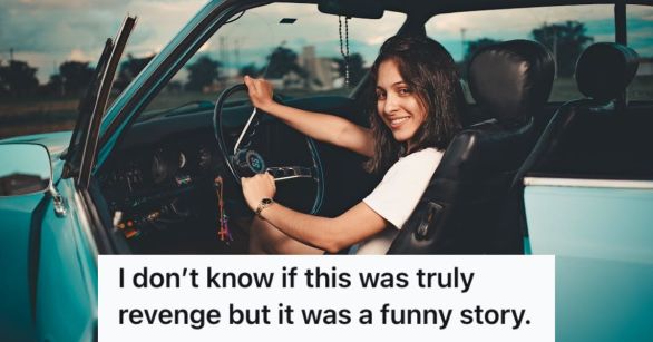 Young lady driving a car