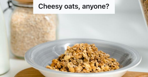 Oats poured into a bowl