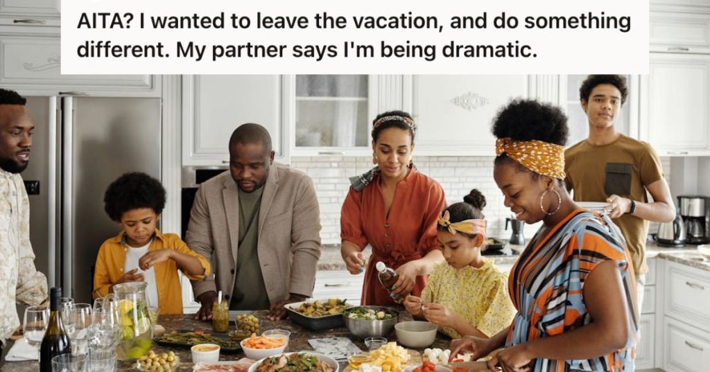 Family preparing food at home
