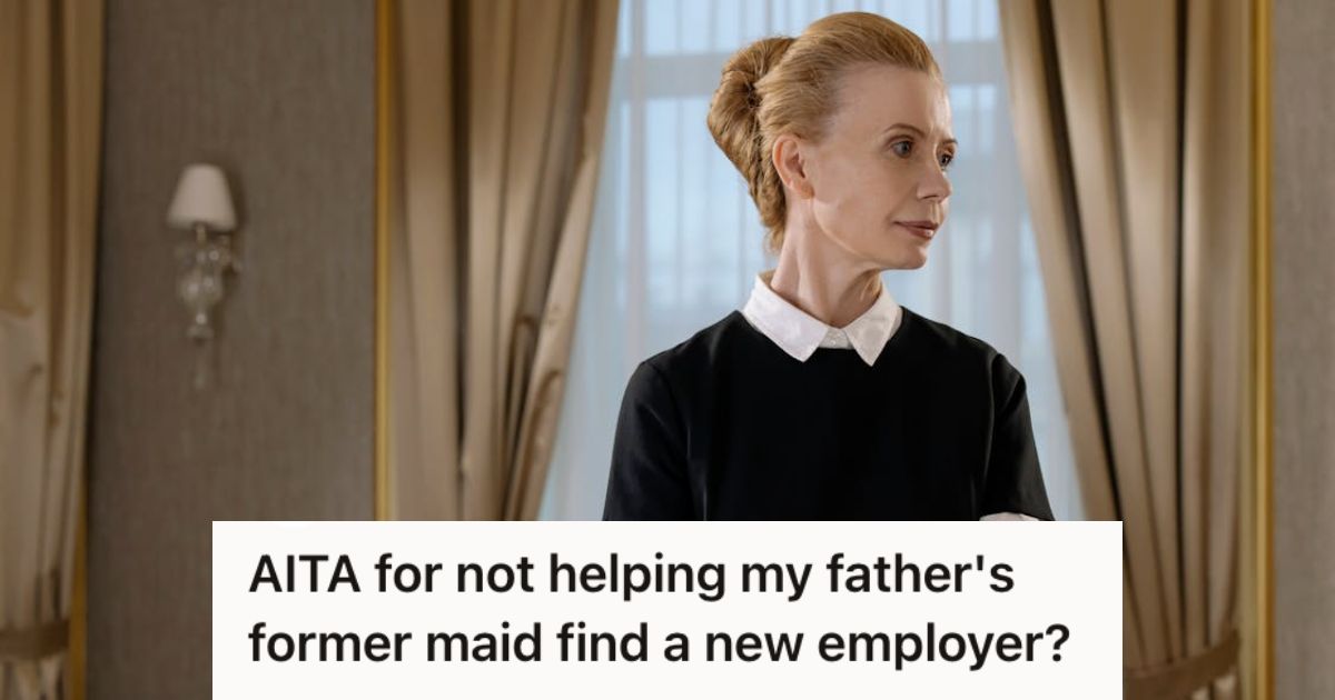 Old woman working as a maid