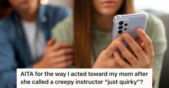 Woman holding and looking at her phone while another person at the back comforts her