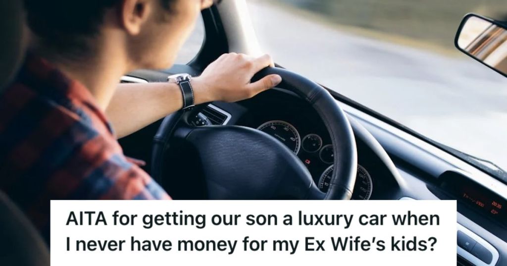 Teenager driving a brand new car