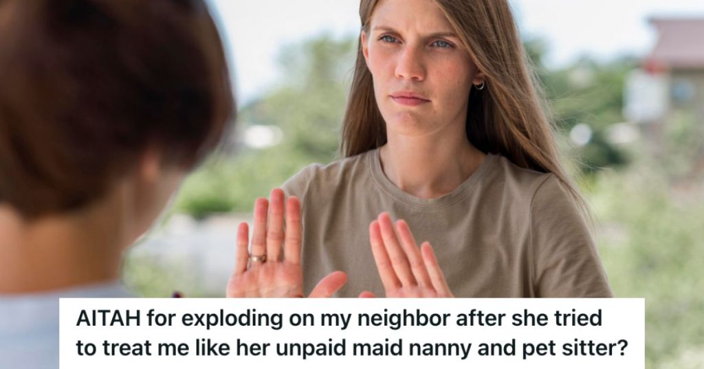 Woman using her hands to signal stop to another person