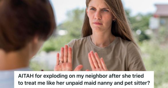 Woman using her hands to signal stop to another person