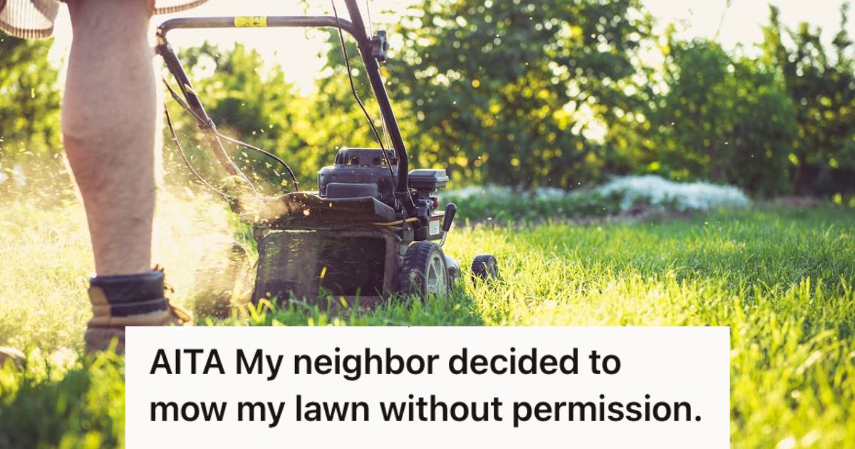 Man mowing the grass with his lawn mower