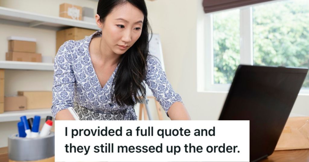 Woman taking orders from her computer