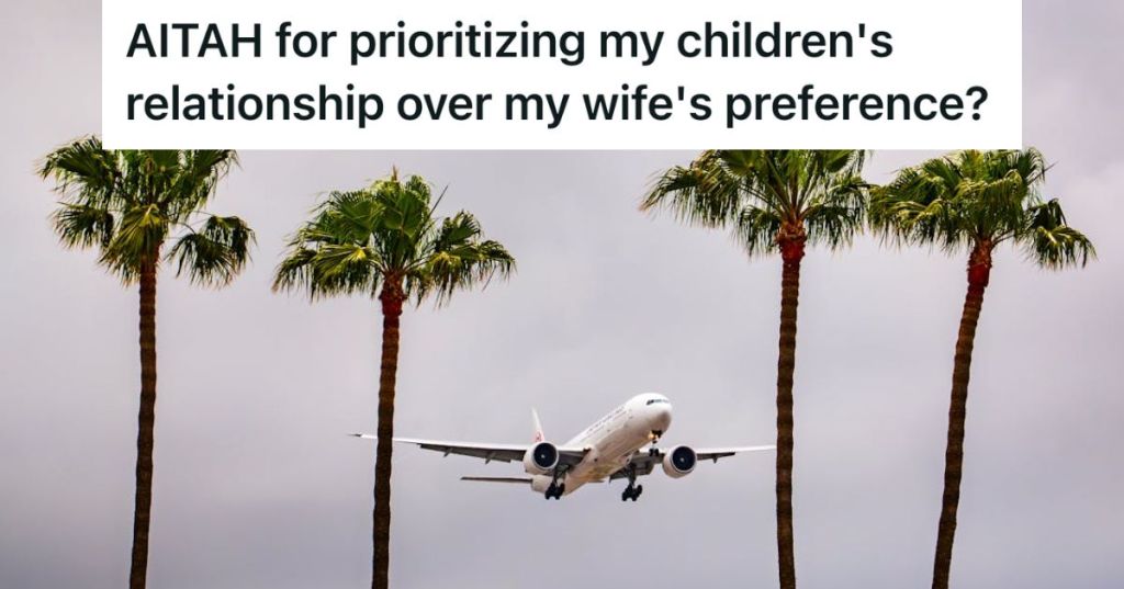 Airplane amidst LA palm trees