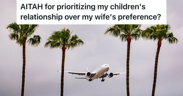 Airplane amidst LA palm trees