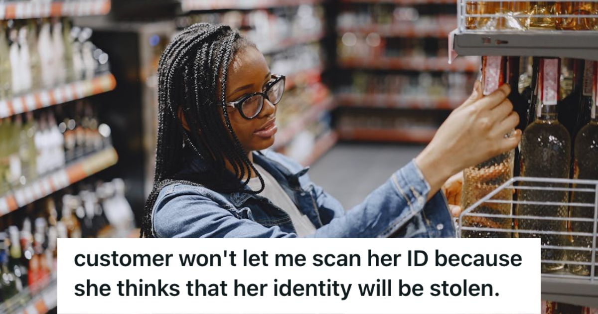 Woman looking at wine bottles in a supermarket