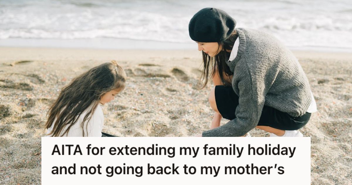 Woman and young girl playing with the sand on the beach