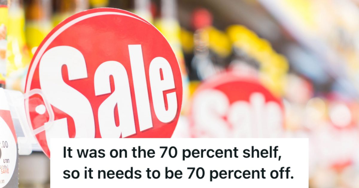 Sale sign on a supermarket shelf