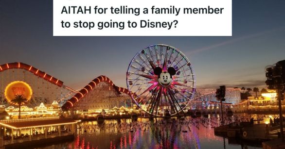 Rides at Disneyland ligting up at dusk