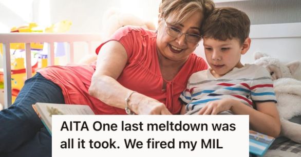 Grandmother reading a book with a yound boy