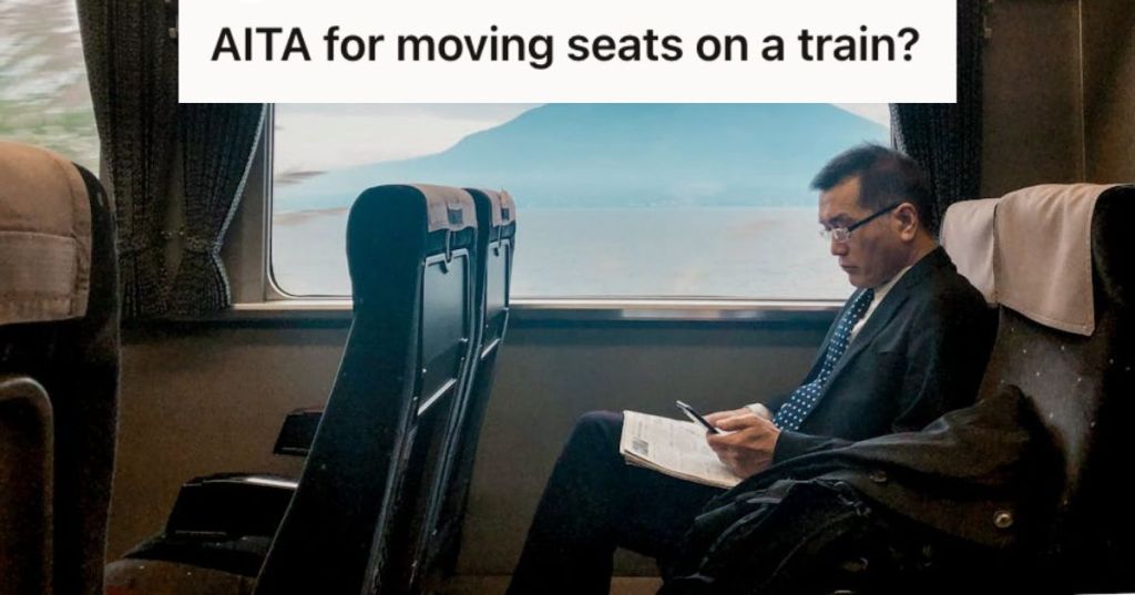 Man sitting on the train and looking at his phone