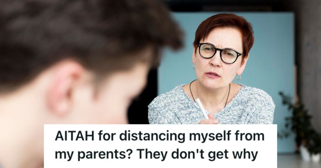 Man and his mom having a serious conversation