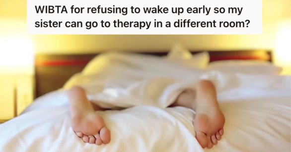 Person lying on bed covered in white blanket