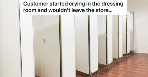 row of white fitting room doors