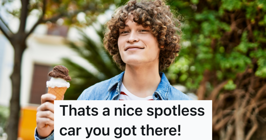 young man holding an ice-cream cone