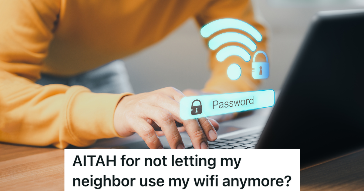 Neighbor Asked To Use A Homeowners WiFi Temporarily, But Now She Wants To Share Long Term Even Though Shes Slowing It Down man being prompted to enter wifi password