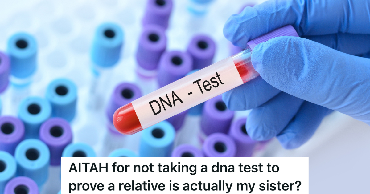 red filled vial tube with label that reads "DNA test"