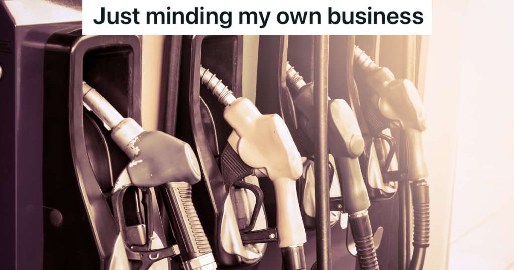 gas pump nozzels at a gas station