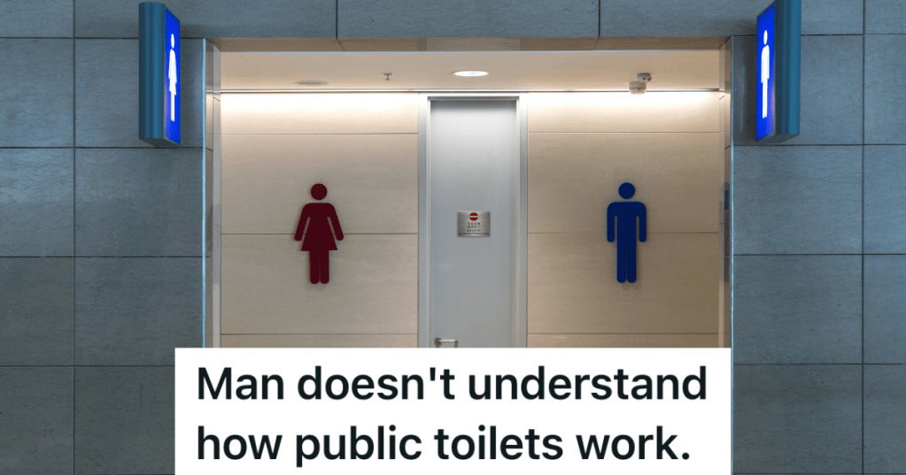 outside of a public restroom with male and female symbols