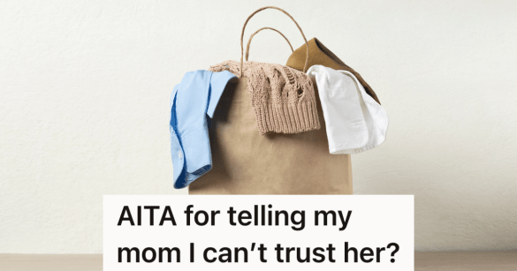 paper bag filled with used clothes to donate