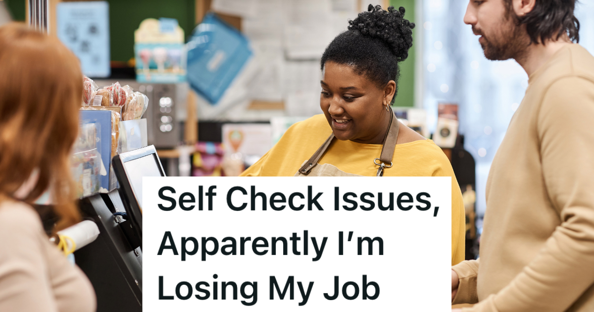 employee helping customers with self checkout machine