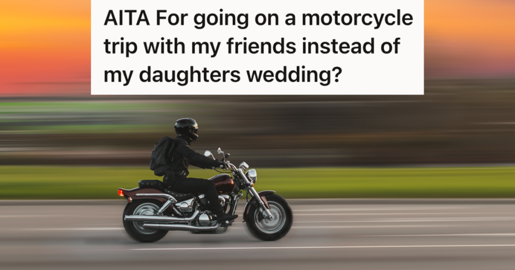 man riding motorcycle with speed blur background at sunset