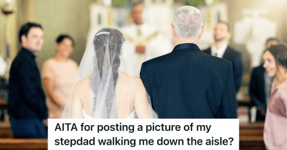 father walking daughter down the aisle at her wedding
