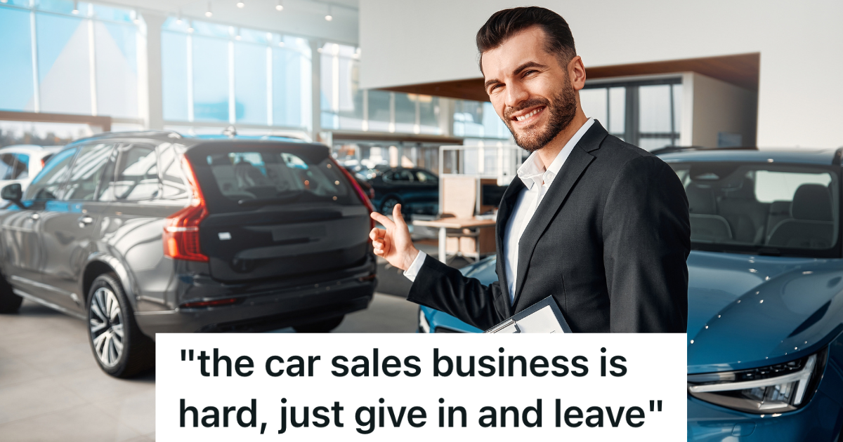 Manager Doesnt Expect New Car Salesman To Do Well At His Job, But The New Guy Proves Everyone Wrong car salesman in suit