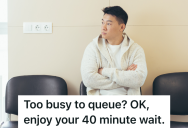 Customer Refuses To Join The Queue, So The Manager Makes Him Wait Until He’s The Only One Left