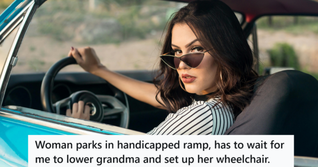 Girl in sunglasses driving a blue car