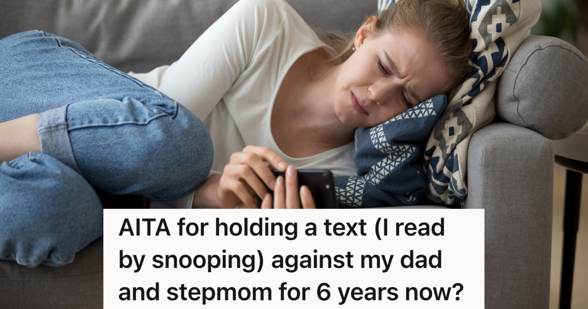 Teen Girl Sees Texts Between Her Dad And Stepmom That She Wasnt Supposed To See, And Now She Doesnt Think She Can Ever Forgive Them upset teenage girl holding cell phone