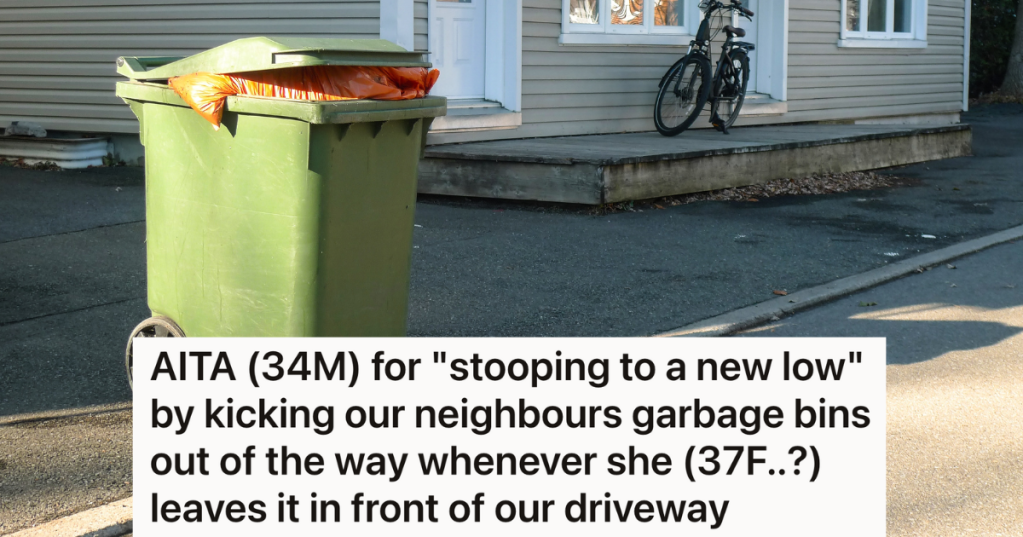 green garbage bin outside
