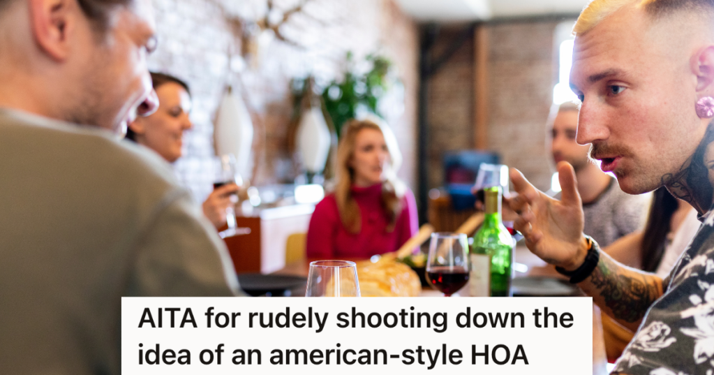 friends having a serious conversation at dinner