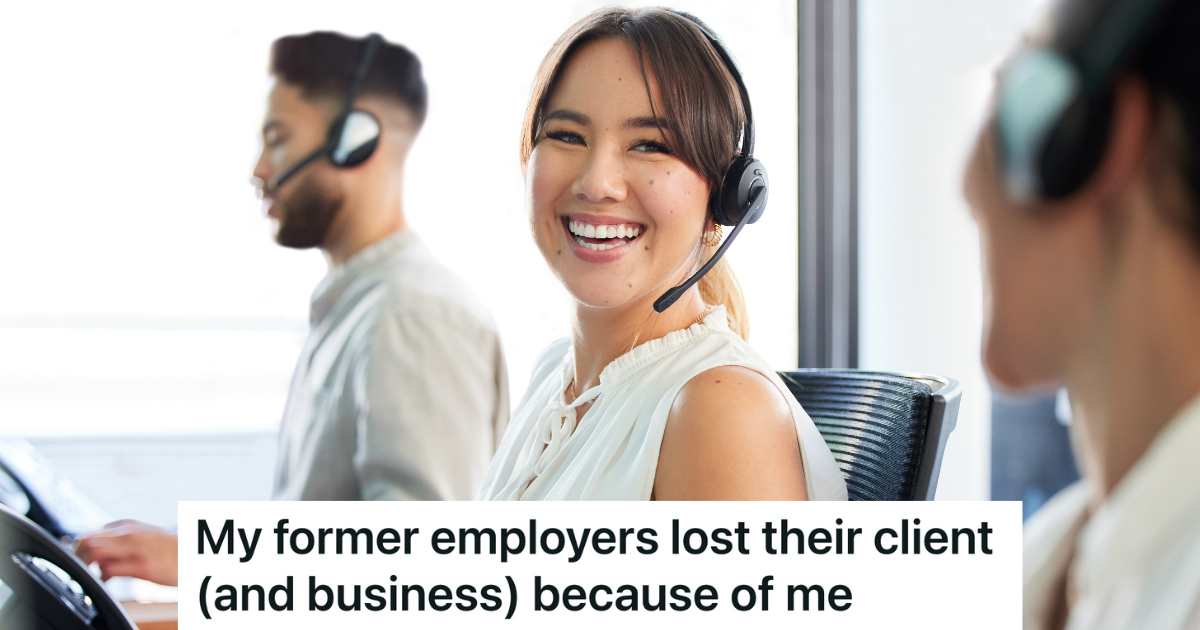 smiling employees in a call center wearing headsets