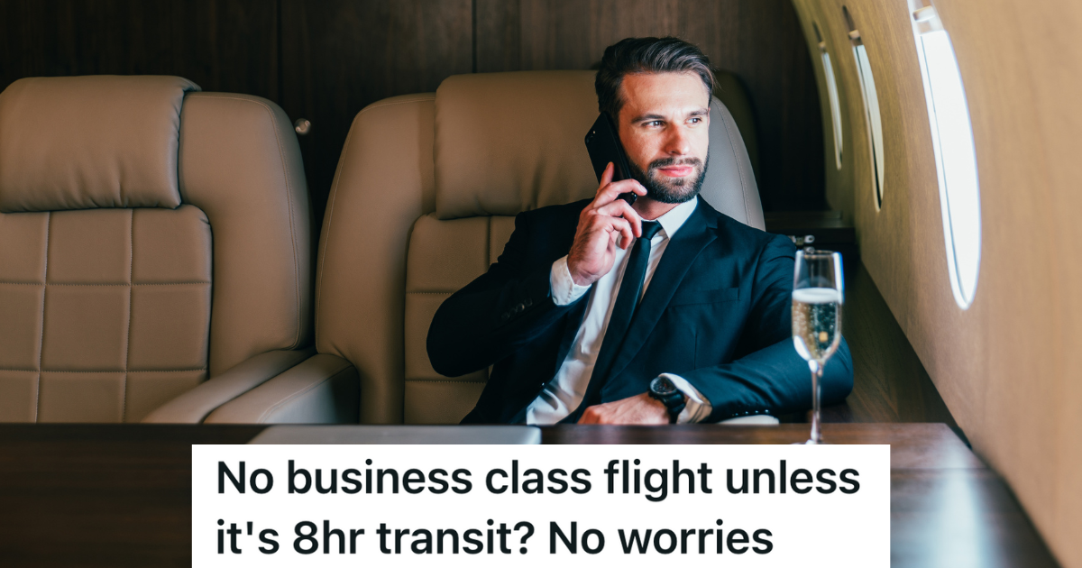 businessman flying business class on an airplane