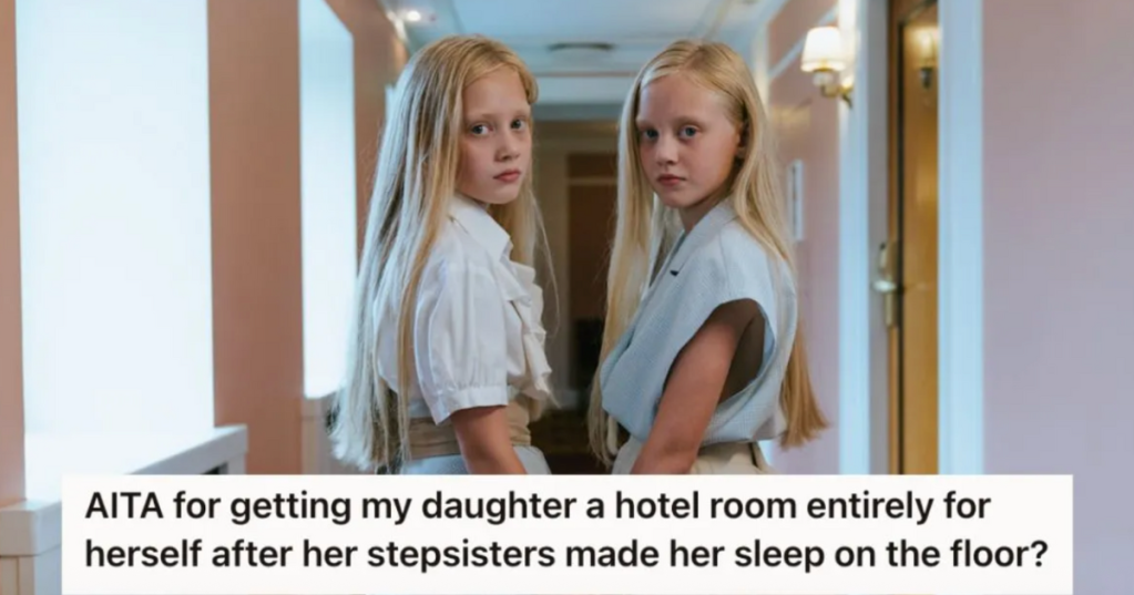 Twin blonde sisters standing and showing poker faces