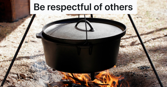 cast iron dutch oven over a fire