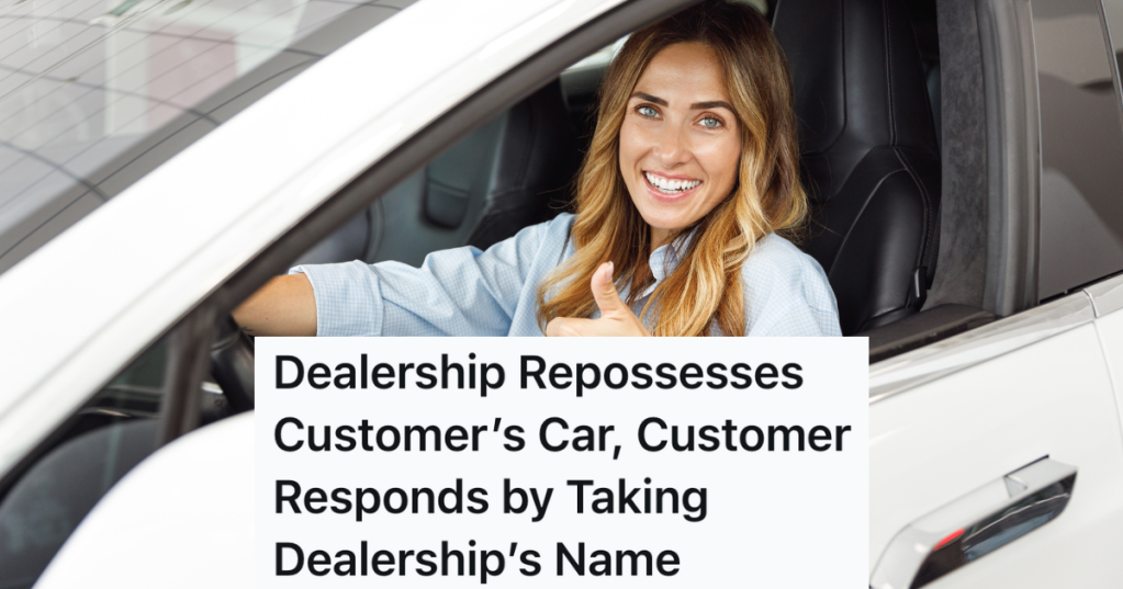 smiling woman giving thumbs up in car driver's seat