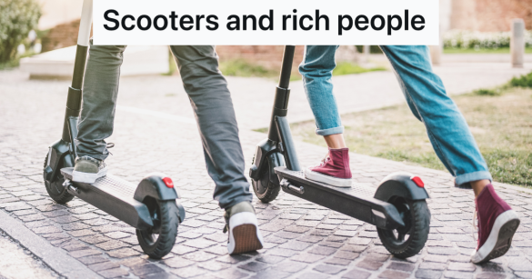 couple riding electric scooters